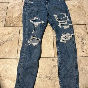 Distressed Blue Jeans